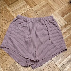Women's Ribbed Elastic-Waist Pajama Shorts - Light Pink